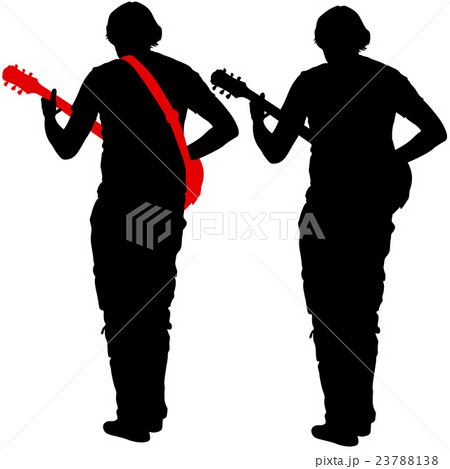 Silhouette musician plays the guitar. Vector 23788138