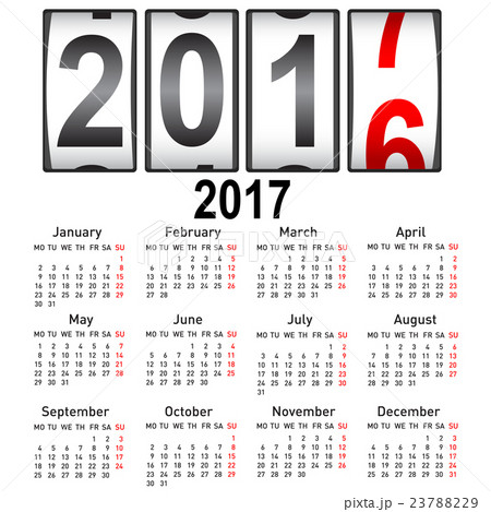 Stylish calendar for 2017. Week starts on Monday 23788229