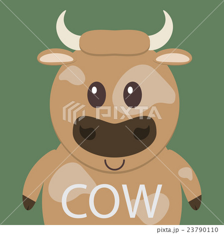 Cute brown cow cartoon flat icon avatar Cute brown cow cartoon flat icon avatar 23790110