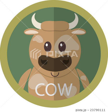 Cute brown cow cartoon flat icon avatar round Cute brown cow cartoon flat icon avatar round 23790111