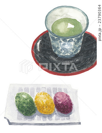 緑茶と和菓子　おはぎ 23790364