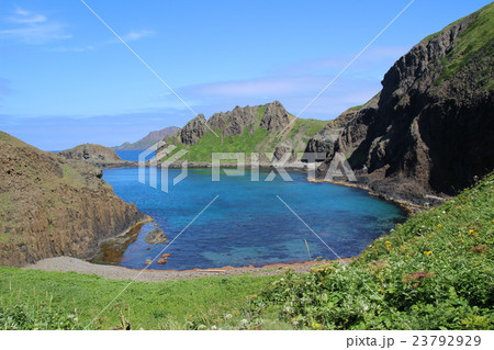 澄海岬の青い入り江 礼文島 の写真素材