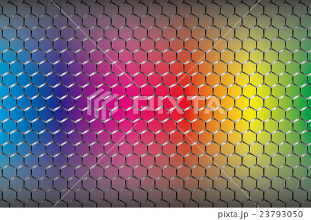 背景素材壁紙 ワイヤーネット フェンス 金網 格子模様 金属 メタル ハニカム 六角柄 穴 横位置 のイラスト素材
