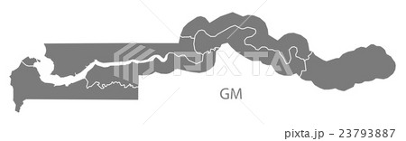 Gambia goverment areas Map grey 23793887