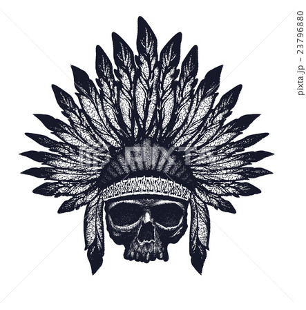 skull indian chief hand drawing style 23796880