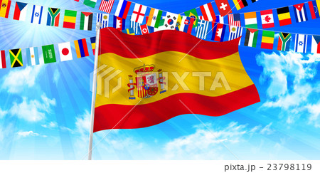 スペイン 国旗 空 背景 のイラスト素材