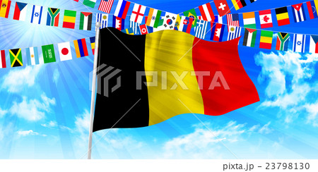 ベルギー 国旗 空 背景 のイラスト素材