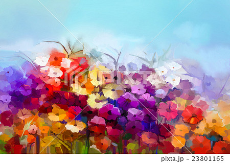 Oil painting daisy, gerbera flower in field 23801165