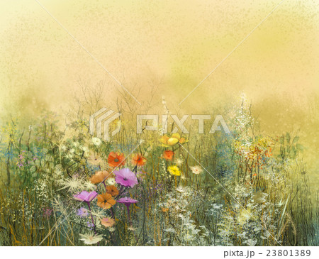 Watercolor painting wildflowers and soft leaves Watercolor painting wildflowers and soft leaves 23801389