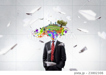 Portrait of headless businessman . Mixed media 23802306