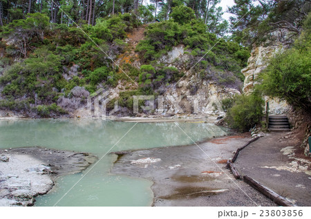 Colourful pond in Wai-O-Tapu Thermal Wonderland. Colourful pond in Wai-O-Tapu Thermal Wonderland. 23803856