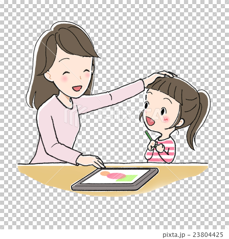 タブレットで勉強　女の子と女性　わかった 23804425
