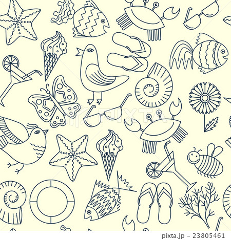 Vector seamless patterns for the summer theme 23805461