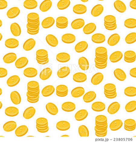 Gold dollar coin falling seamless pattern. 23805706