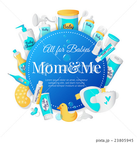 Vector baby accessories poster design. Newborn 23805945