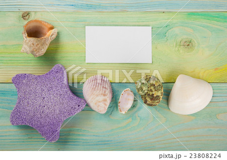 Business card, summer sea vacation mockup 23808224