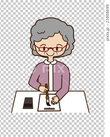 Senior woman calligraphy 23808699