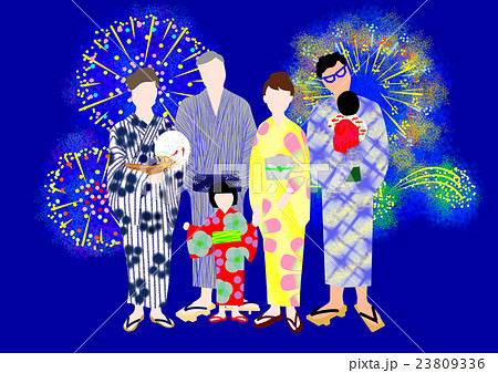 家族と花火 23809336