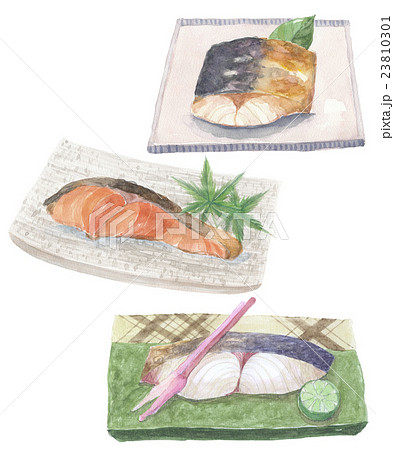 焼き魚三品のイラスト素材