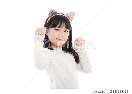 Portrait of beautiful Asian girl with cat ears Portrait of beautiful Asian girl with cat ears 23811311