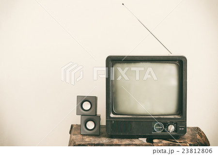 Retro old television on table. Vintage retro style 23812806