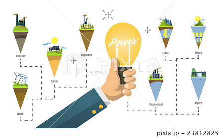 Power plant icon vector symbol set on black 23812825