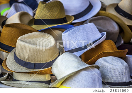 Group of hats for sale, french market in Toulon 23815699
