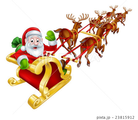 Santa and Reindeer Christmas Sleighのイラスト素材 [23815912] - PIXTA
