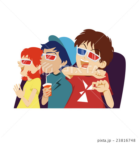 3ｄメガネこどもたちのイラスト素材
