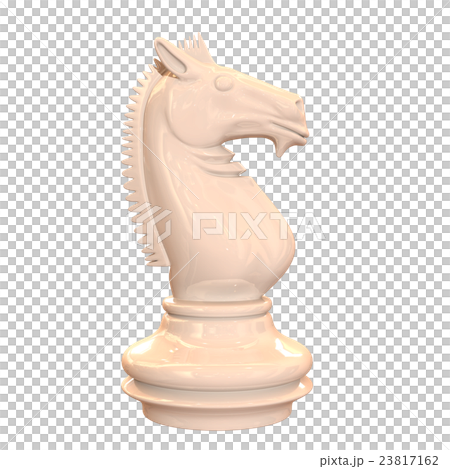 チェスの駒でナイトの白く光り輝く3dレンダリング画像のイラスト素材