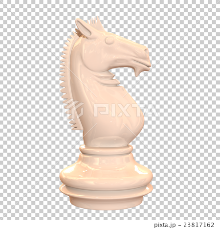 チェスの駒でナイトの白く光り輝く3dレンダリング画像のイラスト素材