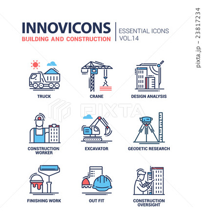 Building and construction line design icons 23817234