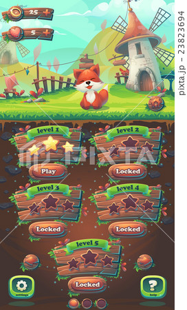 Feed The Fox Gui Match 3 Level Map Windowのイラスト素材