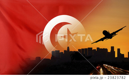 Tunesia fabric Flag Travel and Transport Concept Tunesia fabric Flag Travel and Transport Concept 23823782