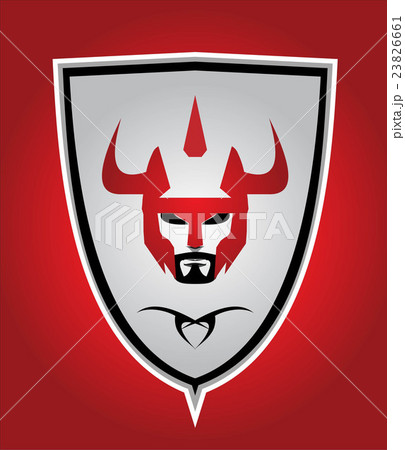 red warrior on grey iron shield 23826661