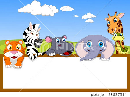 Illustration Of Zoo Animal With Blank sign Stock 23827514