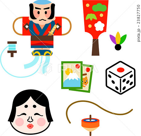 日本の正月遊びのイラストセットのイラスト素材