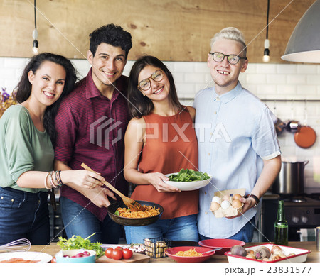 Friends Kitchen Cooking Dining Togetherness Concept 23831577