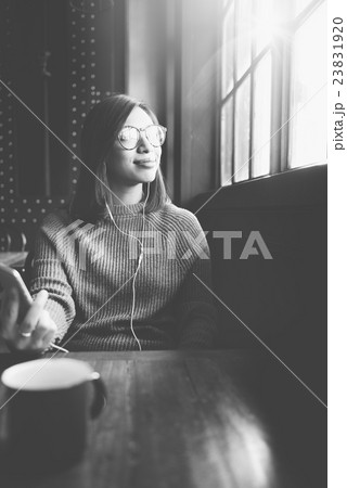 Social Media Browsing Contemplation Asian Concept 23831920