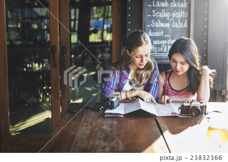 Girls Friendship Hangout Traveling Holiday Photography Concept Girls Friendship Hangout Traveling Holiday Photography Concept 23832366