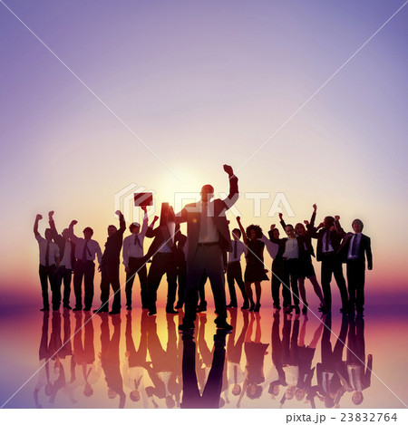 Business People Hands Raised Rooftop Success Concept 23832764