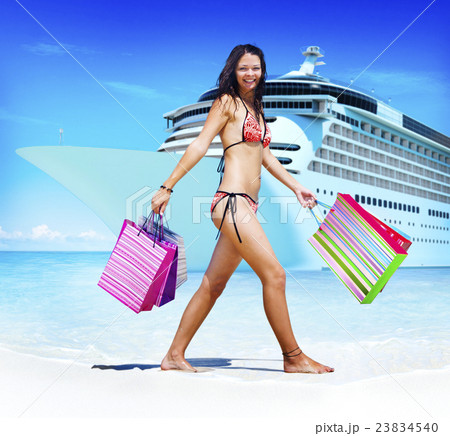 Woman Bikini Shopping Bags Beach Summer Concept 23834540