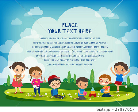 kids playing in the park vector cartoon 23837017