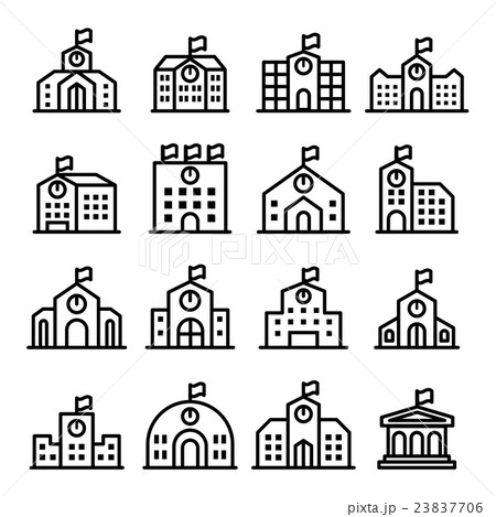 School icon set in thin line style School icon set in thin line style 23837706