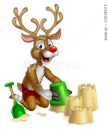 Christmas Reindeer on Summer Beach 23838323