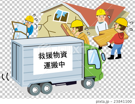 整理救援物資和汽車通過 整理救援物資和汽車通過 23841100