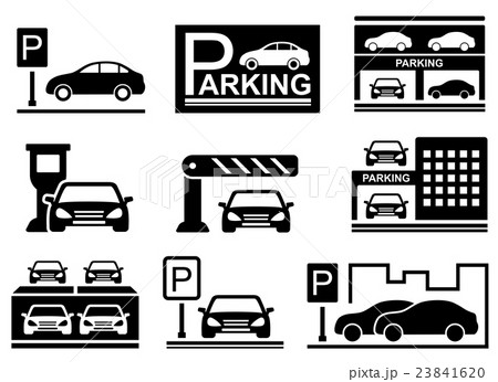 car on parking icons car on parking icons 23841620