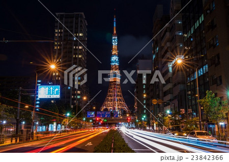 東京タワー 赤羽橋交差点付近の写真素材