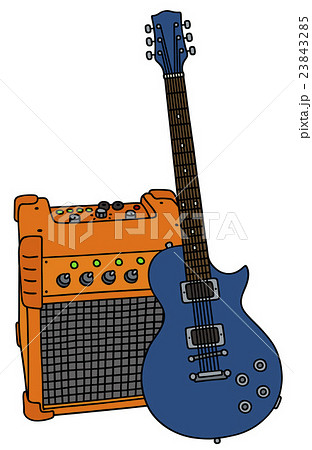 Blue electric guitar and the combo 23843285