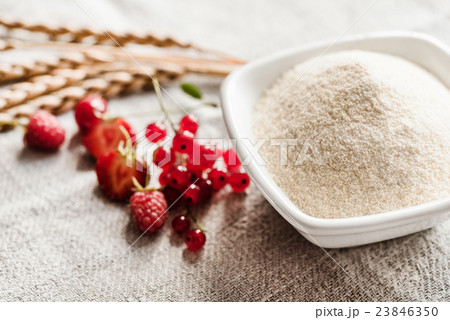 Raw unprepared semolina in bowl Raw unprepared semolina in bowl 23846350